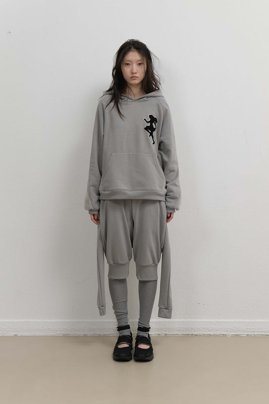 KNIT BACK HOODIE - MINT GREY