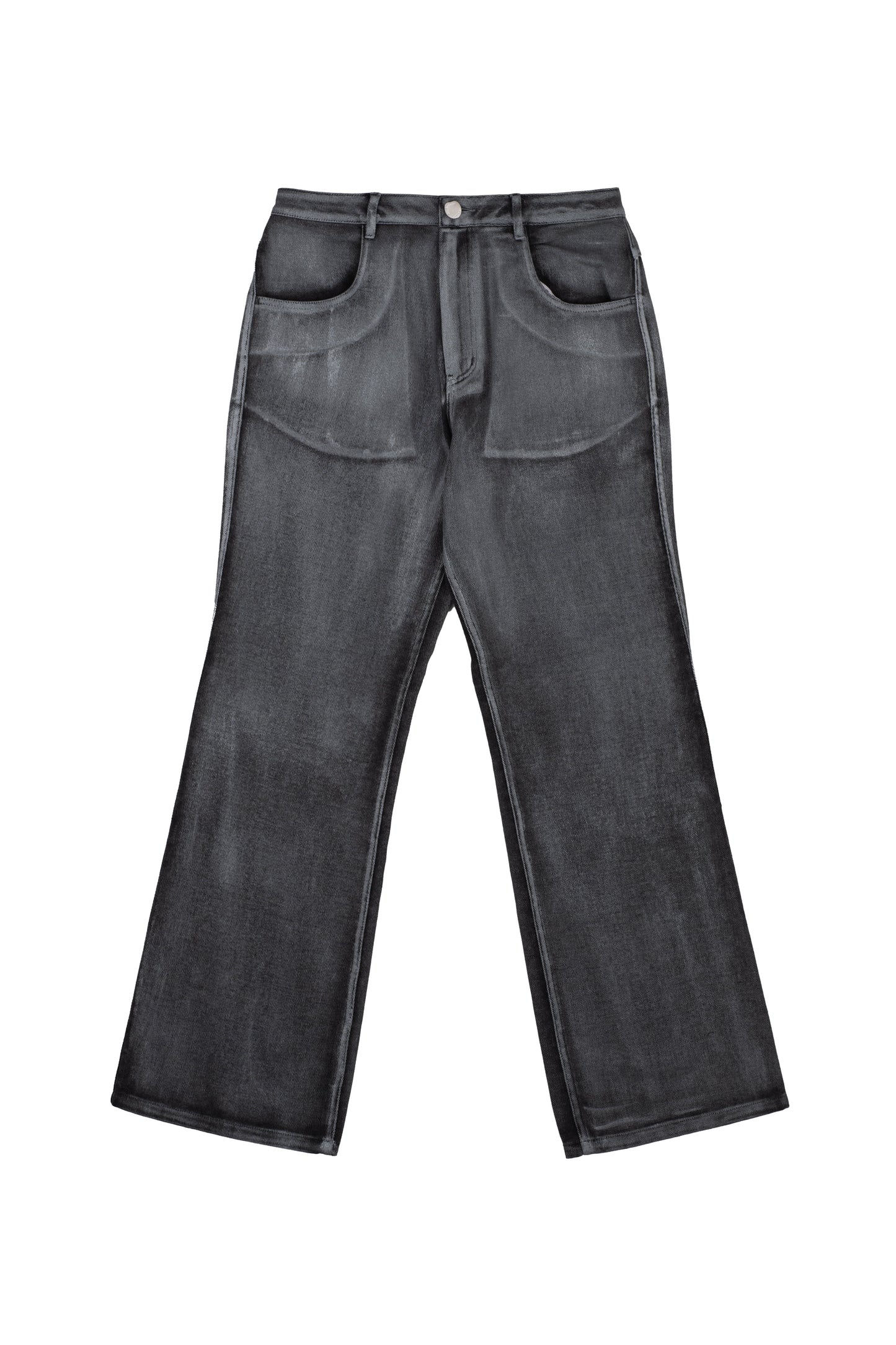 SILVER-WASHED WIDE PANTS BLACK
