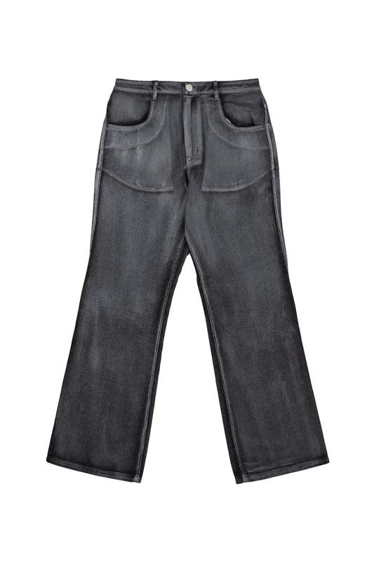 SILVER-WASHED WIDE PANTS BLACK
