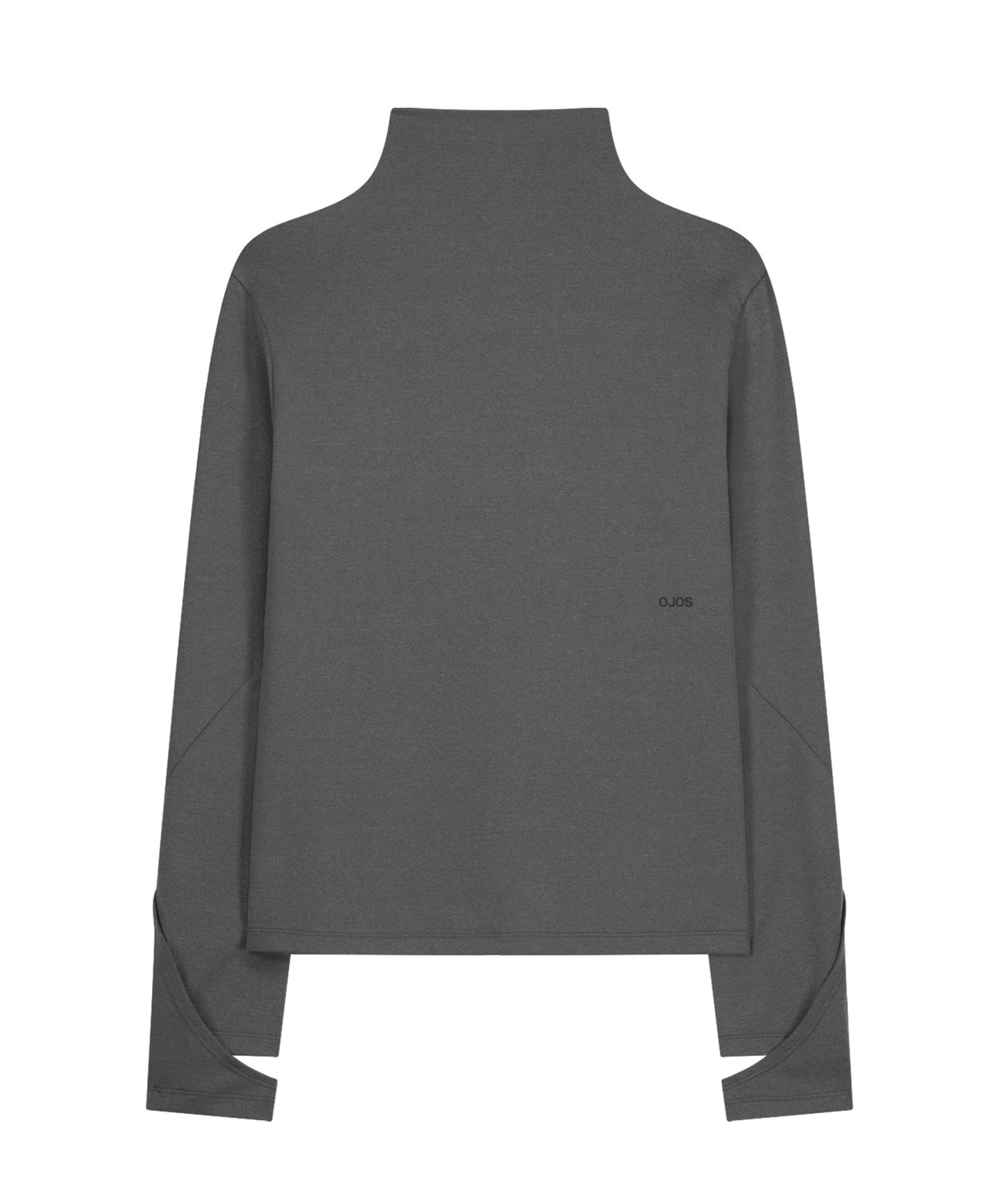 MOCK NECK TEE - CHARCOAL