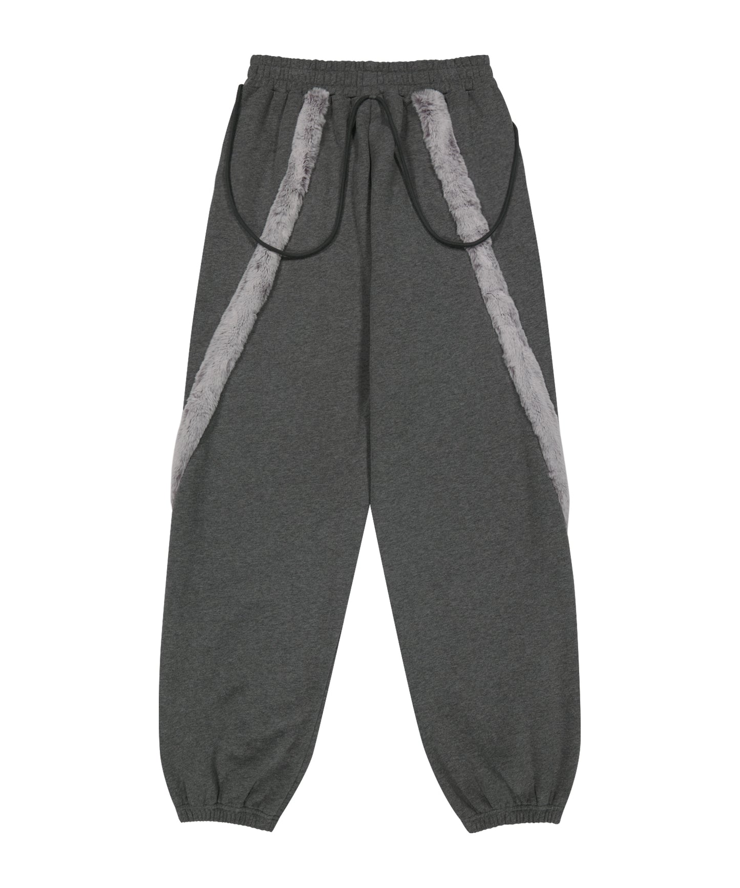 SIDE FUR TRIM SWEATPANTS - CHARCOAL