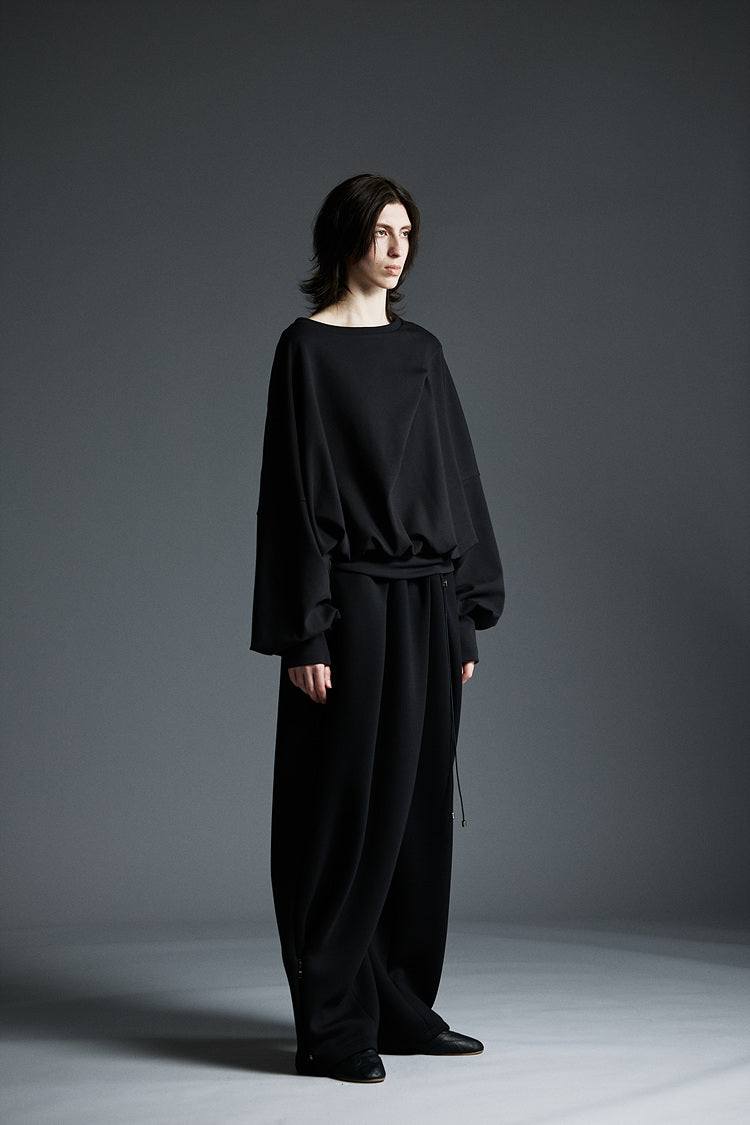 NEOPRENE WIDE SWEAT PANTS BLACK