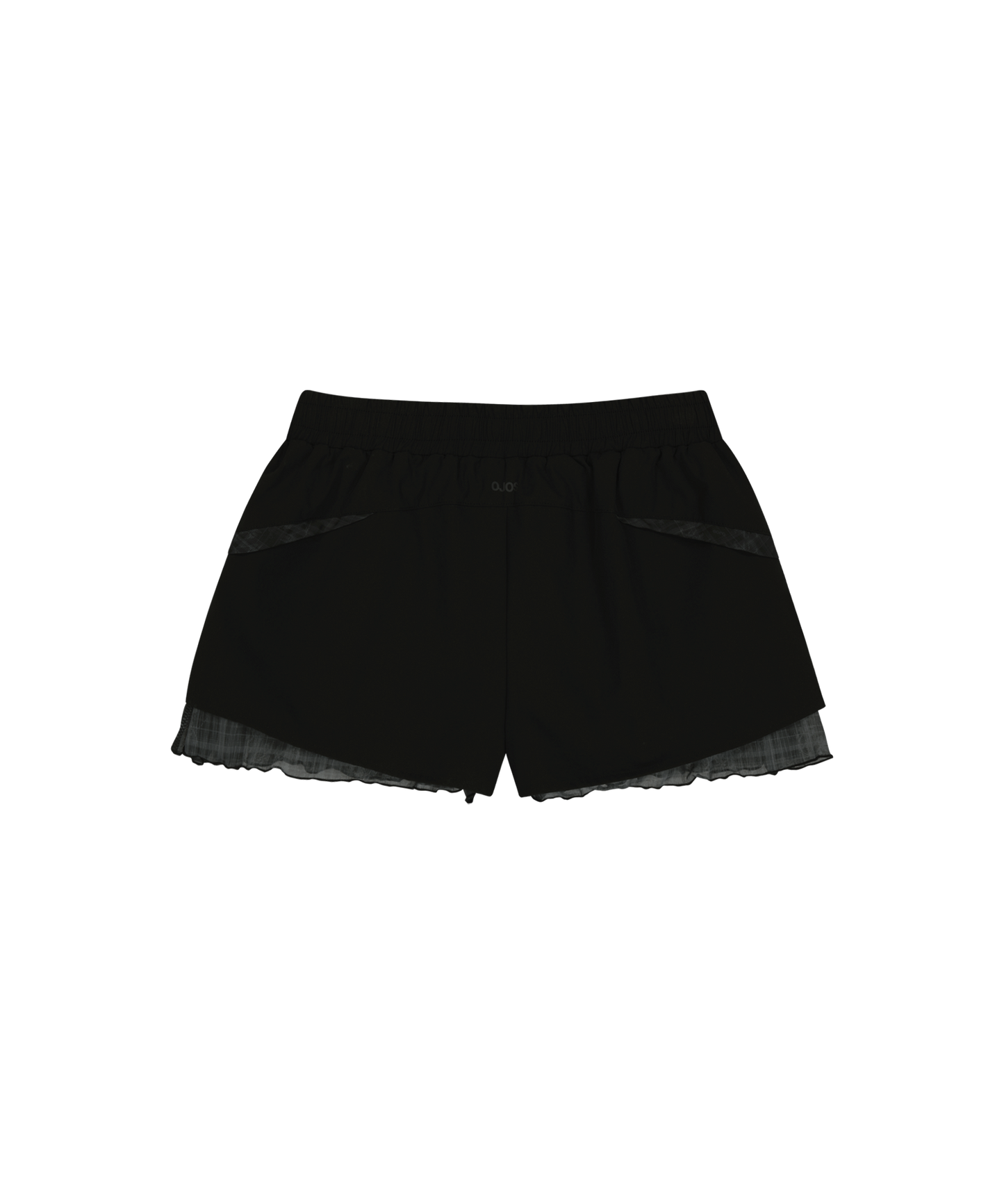OJOS REVERSIBLE PLAID TRACK SHORTS BLACK