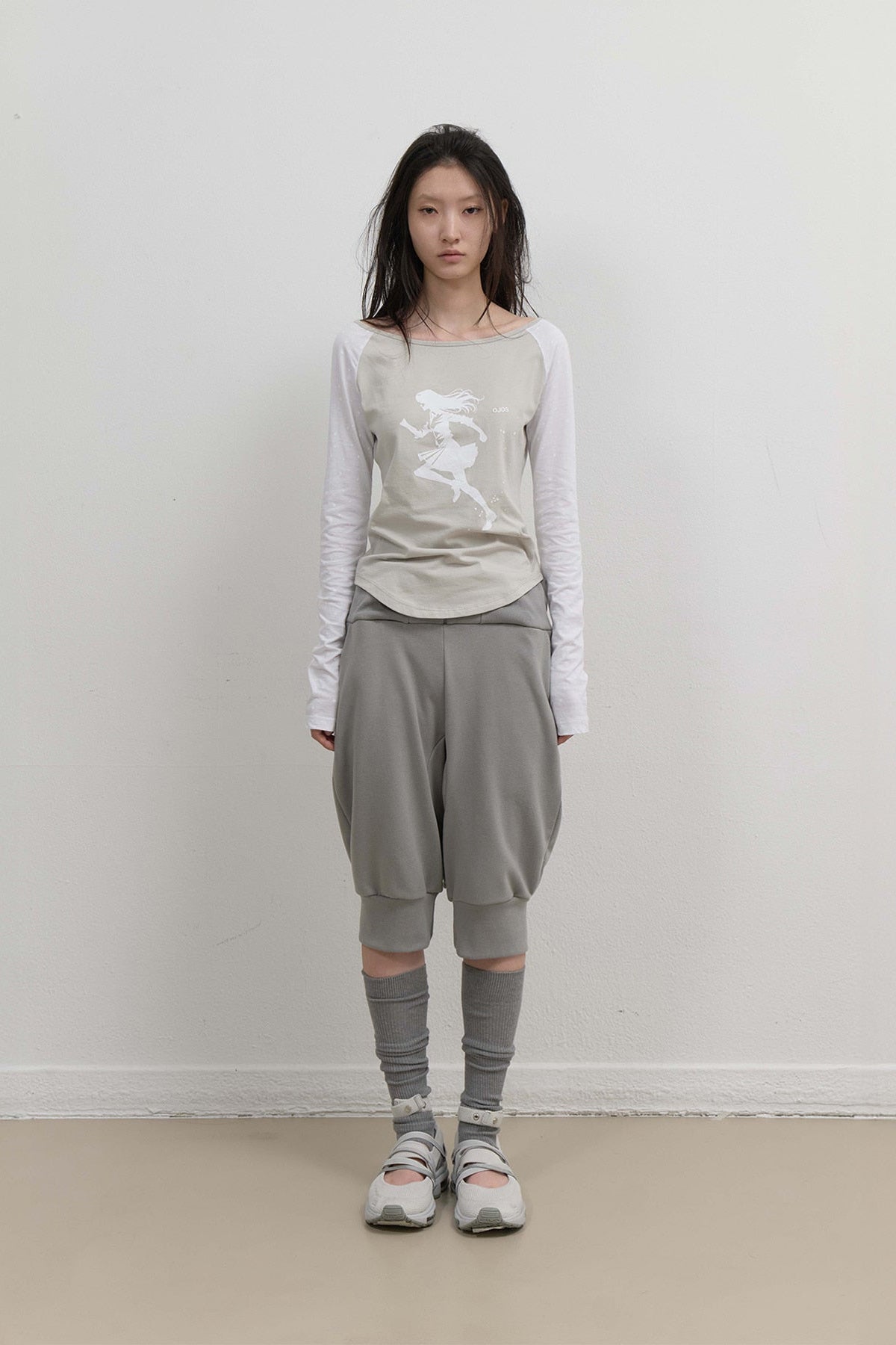 SLEEVE PUMPKIN PANTS - MINT GREY