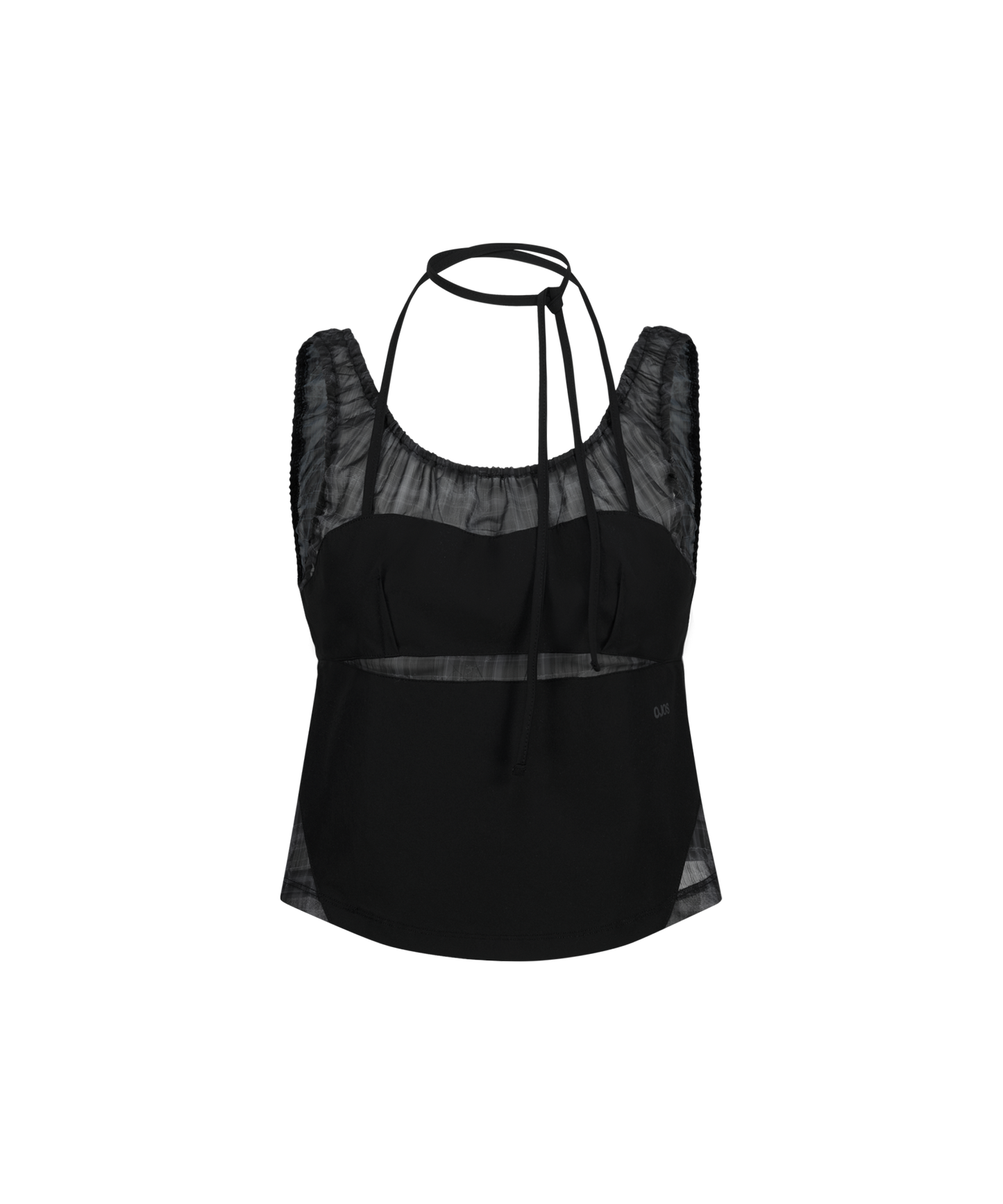 OJOS HALTER STRAP PLAID SLEEVELESS BLACK
