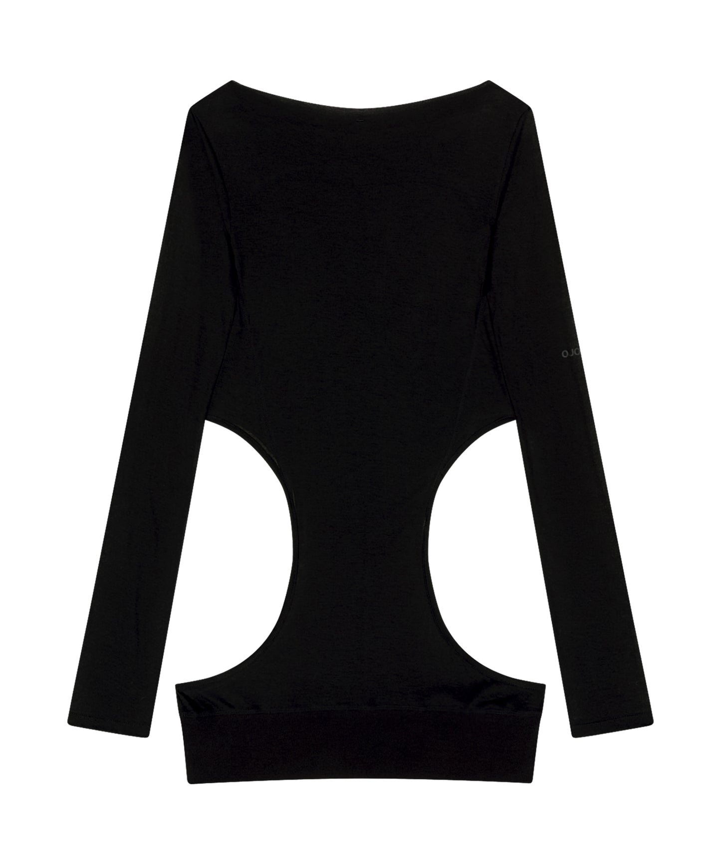 CURVED CUT LAYERED TEE - BLACK