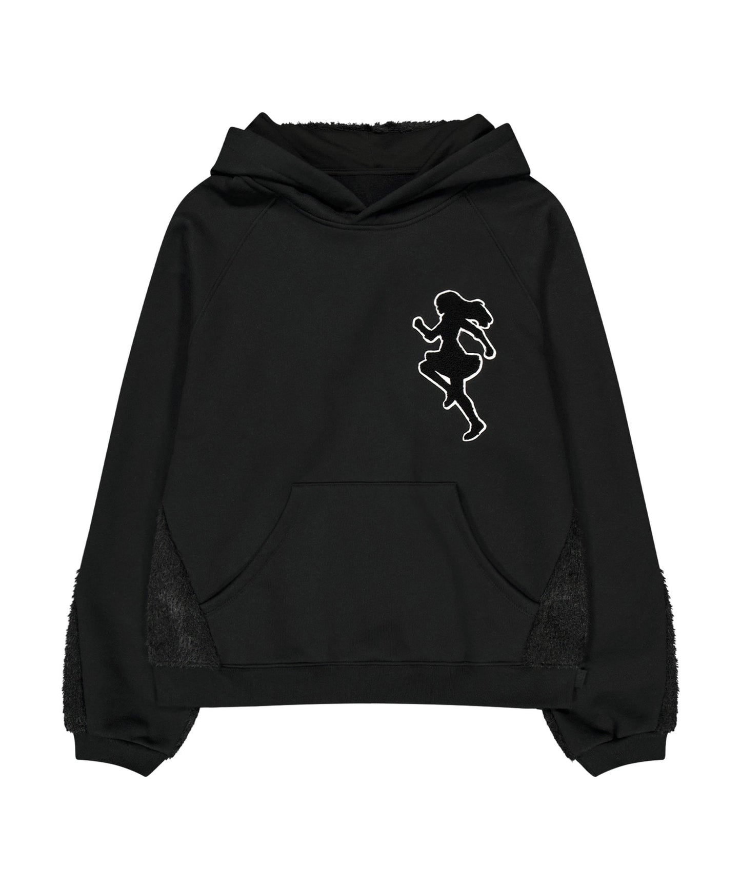 KNIT BACK HOODIE - BLACK