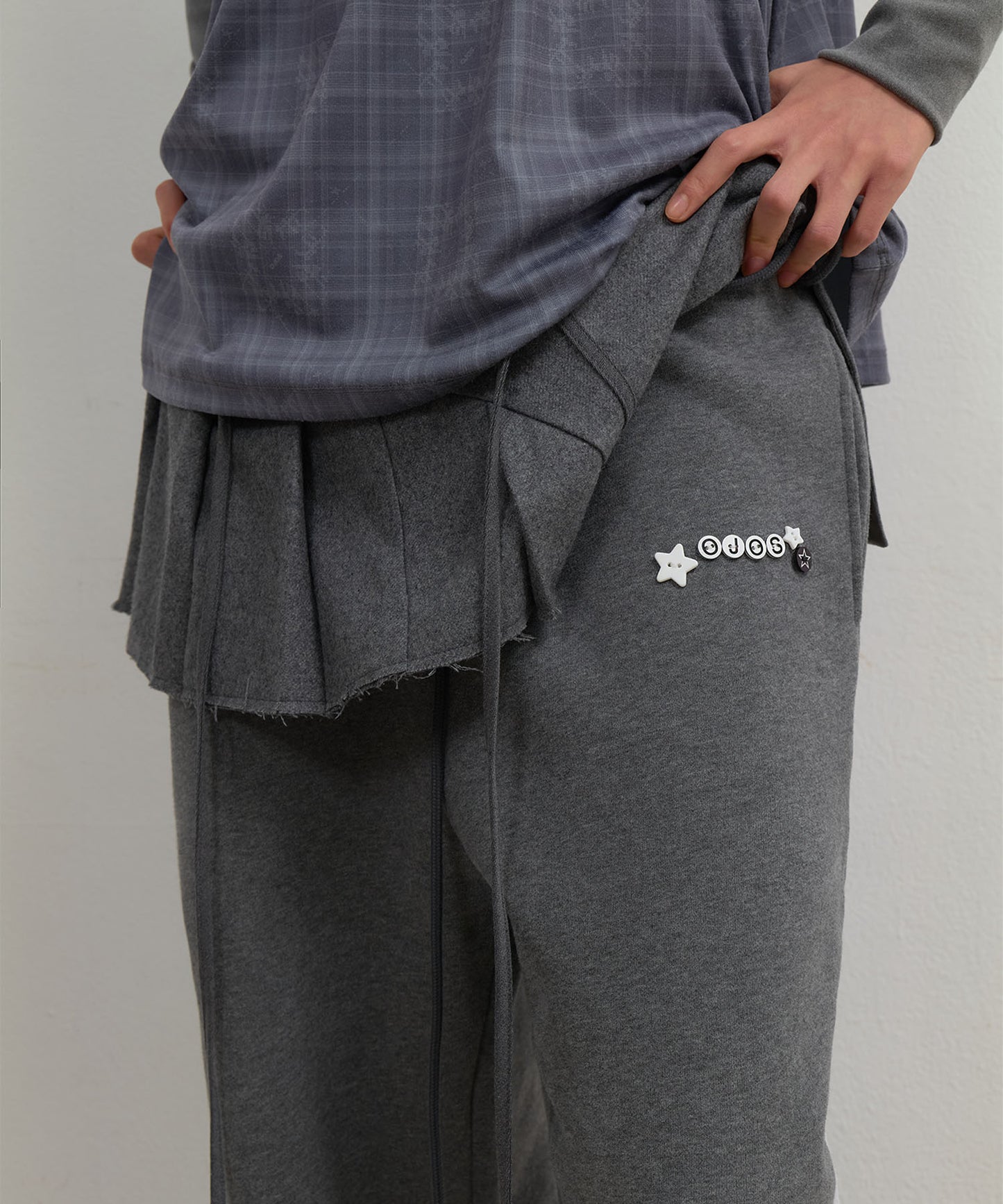 SIDE FUR TRIM SWEATPANTS - CHARCOAL
