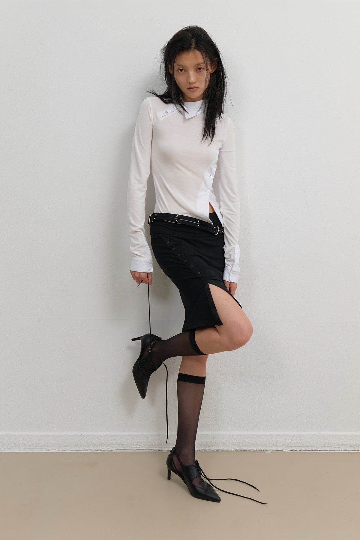 STARCUT JERSEY COLLAR TEE - OFF WHITE