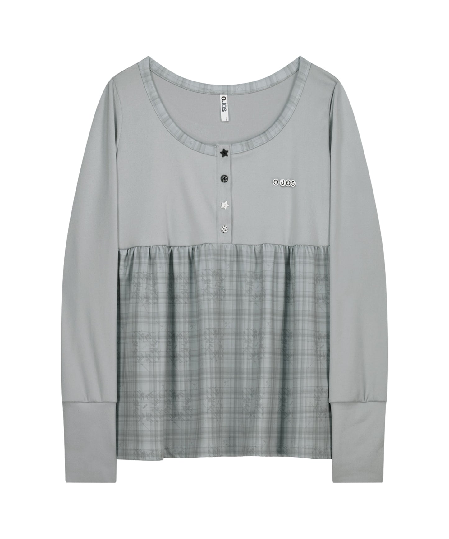 CHECK SLEEP LONG SLEEVE - GREY