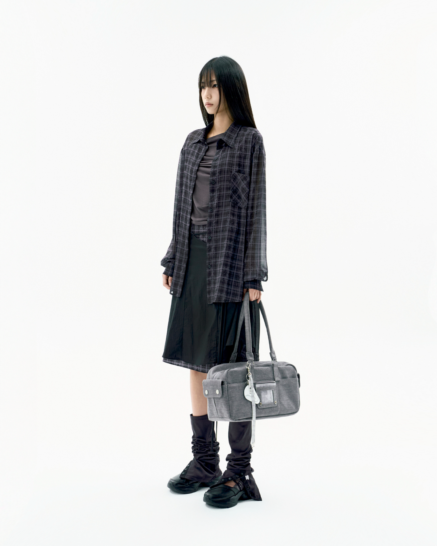 OJOS LAYERED STRAP FLARE SKIRT BLACK
