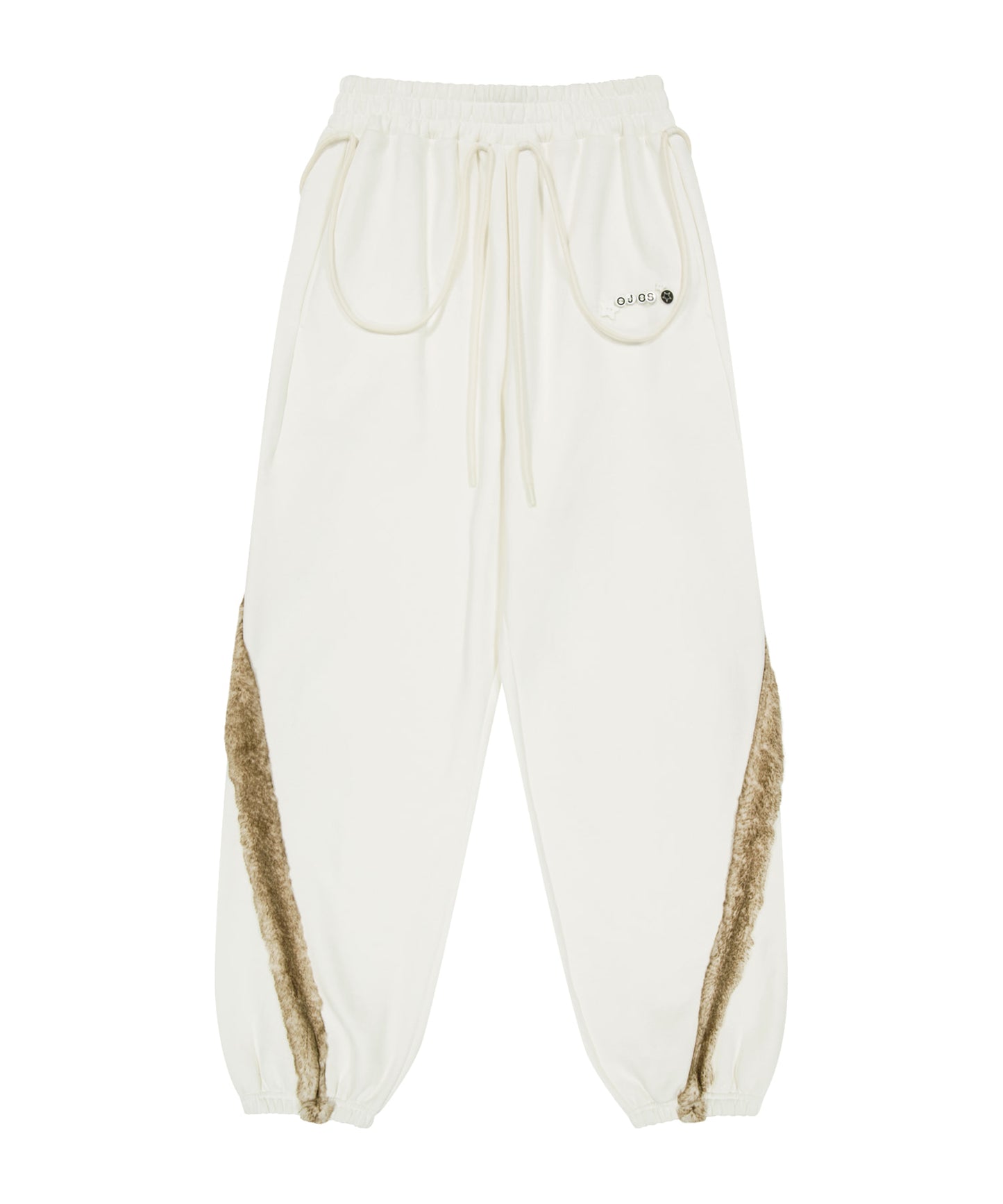 SIDE FUR TRIM SWEATPANTS - IVORY