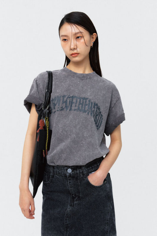 PEOPLE OF THE WORLD SIGNATURE OCEAN PIGMENT T-SHIRT GRAY