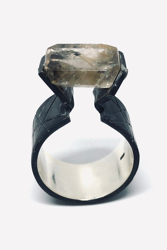 KHEM KHEPRI RING OXIDISED SILVER