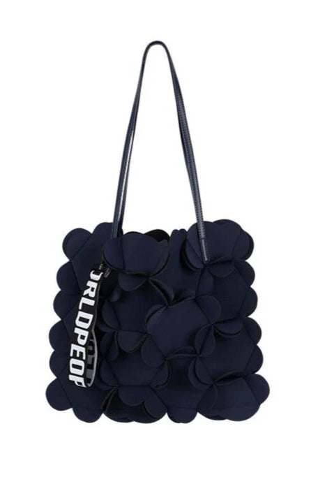 PEOPLE OF THE WORLD NEOPRENE FLOWER SHOULDER BAG BLACK