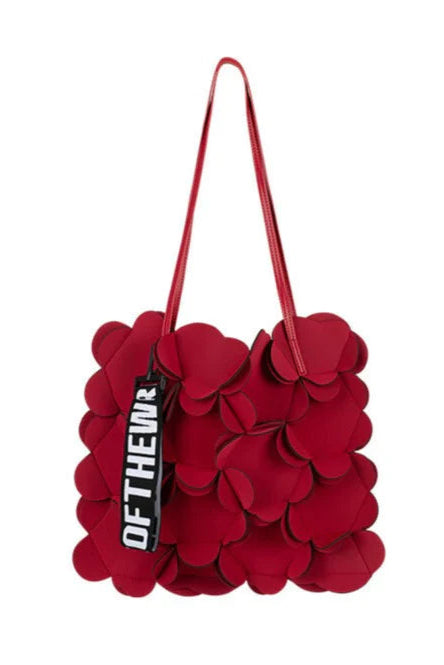 PEOPLE OF THE WORLD NEOPRENE FLOWER SHOULDER BAG RED