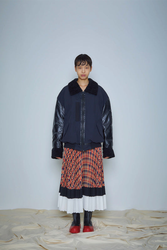 PEOPLE OF THE WORLD SHEEPSKIN GOOSE DOWN ZIP-UP JACKET