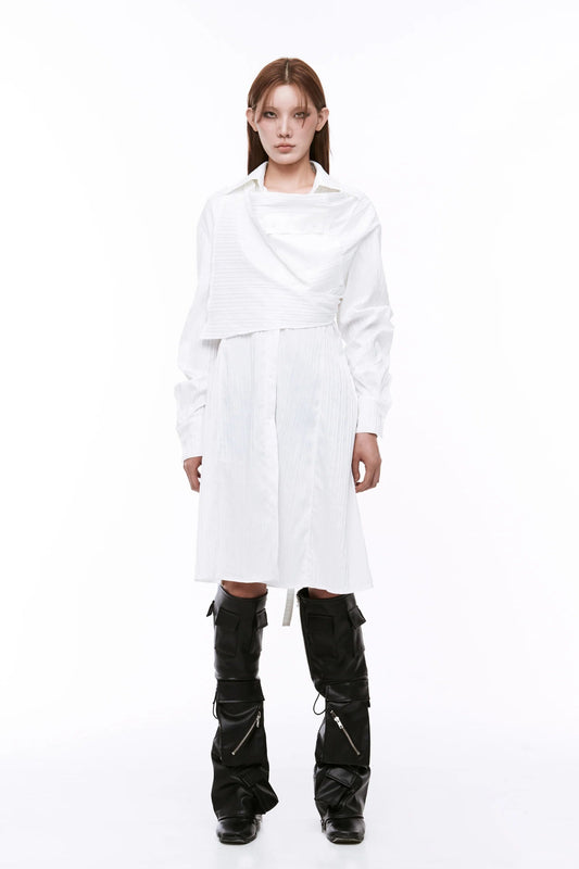 ARTSDEBASE DRAPING ONE-PIECE WHITE
