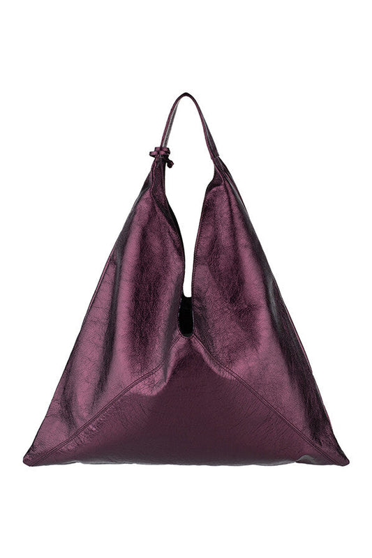 A PACK LEATHER SHOULDER BAG PLUM