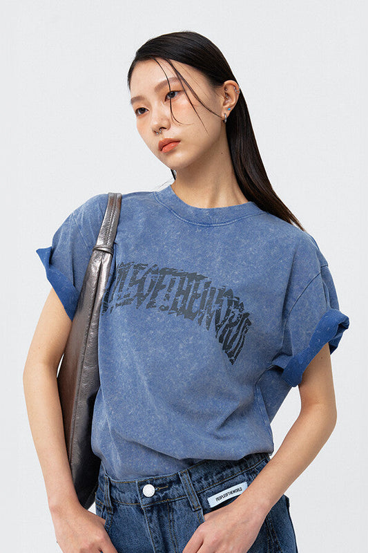 PEOPLE OF THE WORLD SIGNATURE OCEAN PIGMENT T-SHIRT BLUE