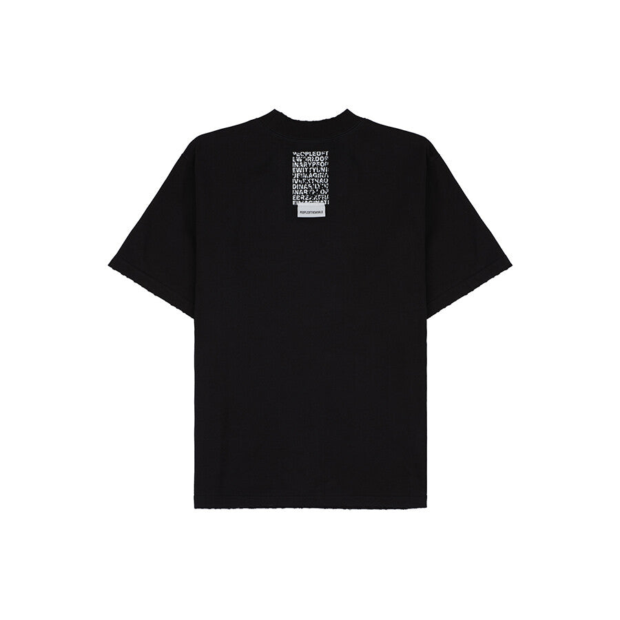 GRADATION LOGO SEMI-OVERFIT T-SHIRT BLACK