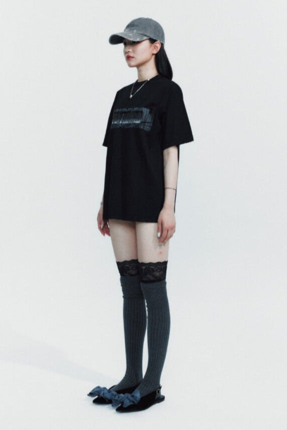 GRADATION LOGO SEMI-OVERFIT T-SHIRT BLACK