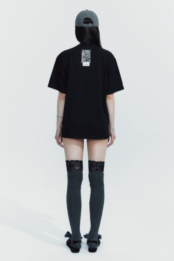 GRADATION LOGO SEMI-OVERFIT T-SHIRT BLACK