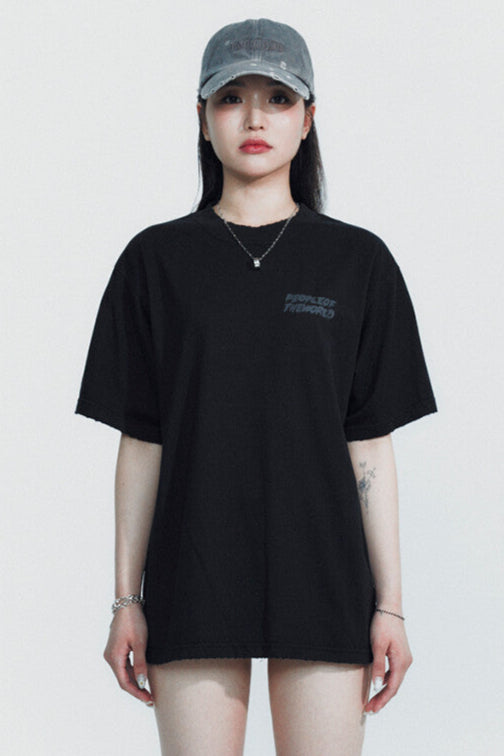 SKETCH LOGO SEMI-OVERFIT T-SHIRT BLACK
