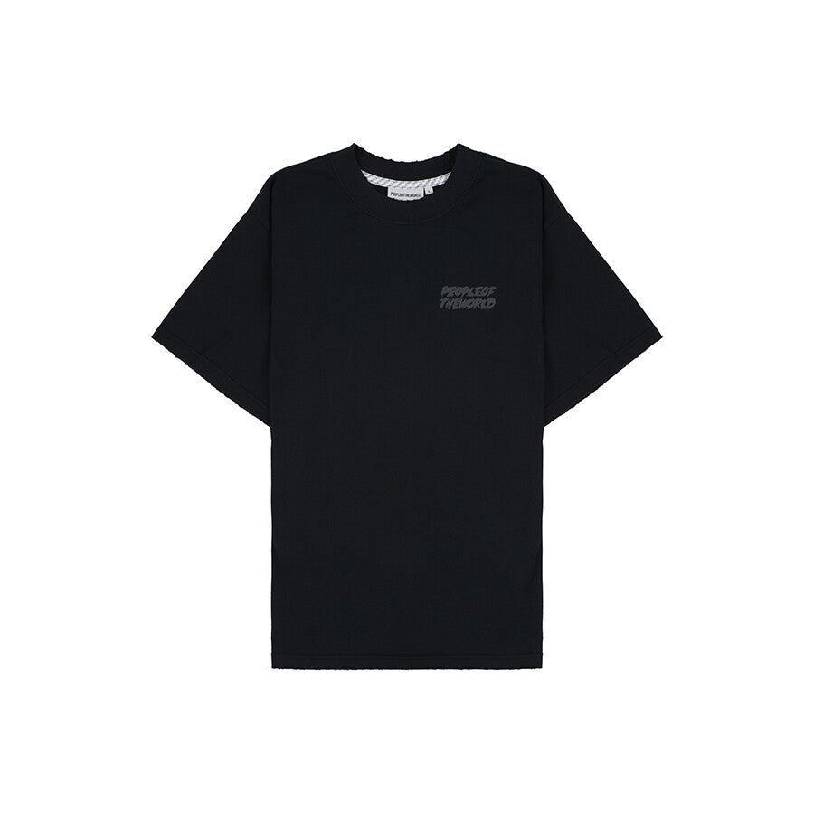 SKETCH LOGO SEMI-OVERFIT T-SHIRT BLACK