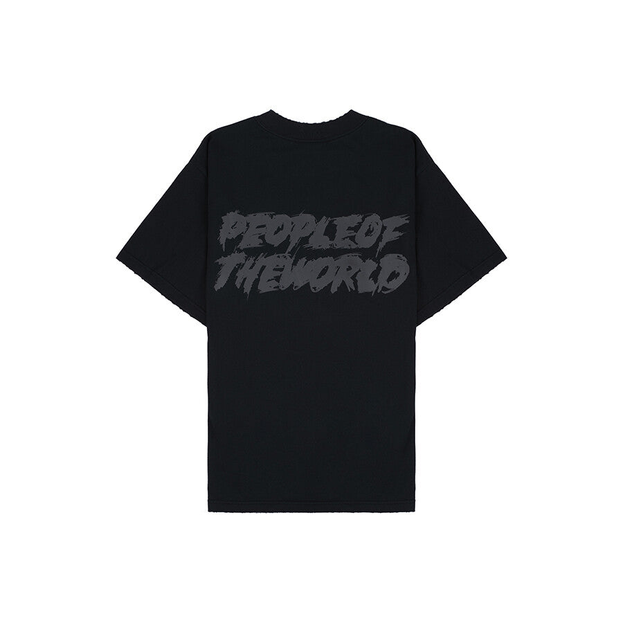 SKETCH LOGO SEMI-OVERFIT T-SHIRT BLACK