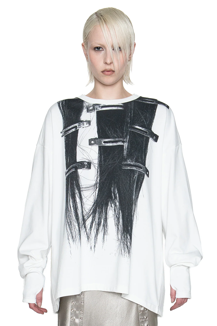 BORROWED HAIR PRINTED SWEATER