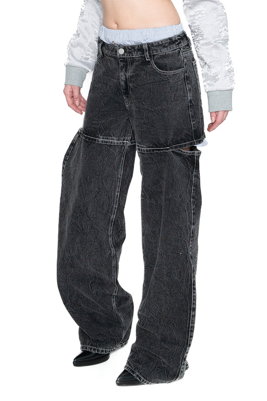 WIDE OPEN CUT-OUT JEANS